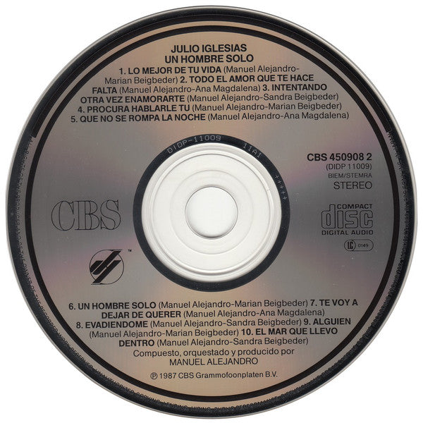 CD Julio Iglesias – Un Hombre Solo - USADO